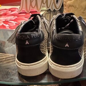 Patrizia Pepe Black and Snake Pattern Sneakers